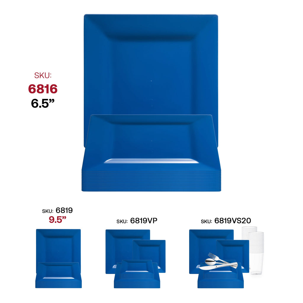 Midnight Blue Square Plastic Cake Plates (6.5")