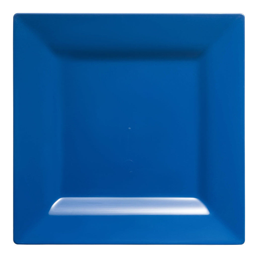 Midnight Blue Square Plastic Dinner Plates (9.5")