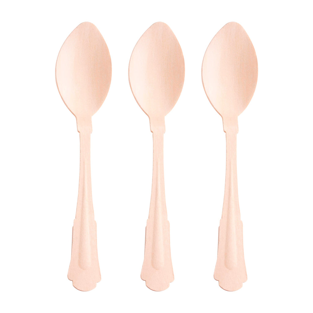Silhouette Birch Wood Eco Friendly Disposable Dinner Spoons