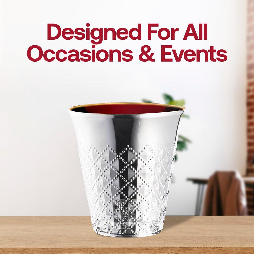 Shiny Metallic Aluminum Silver Round Plastic Kiddush Cups (5 oz. )