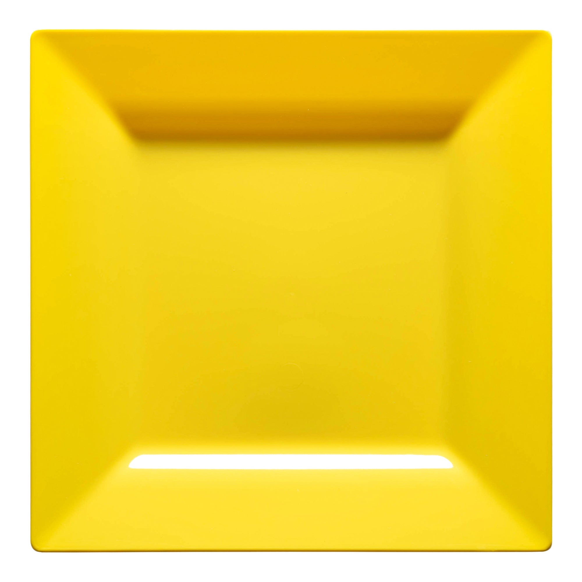 Yellow Square Plastic Dinner Plates (9.5")