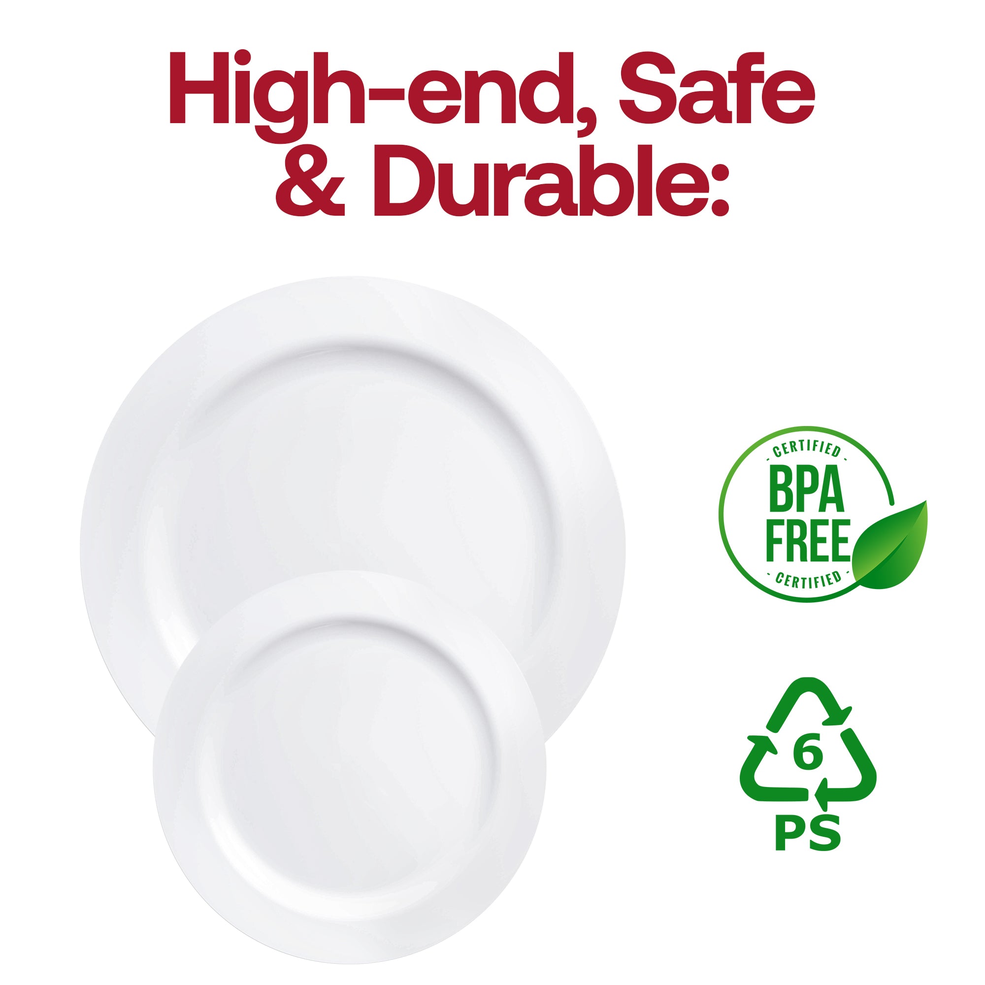 Solid White Economy Round Disposable Plastic Dinner Plates (10.25")