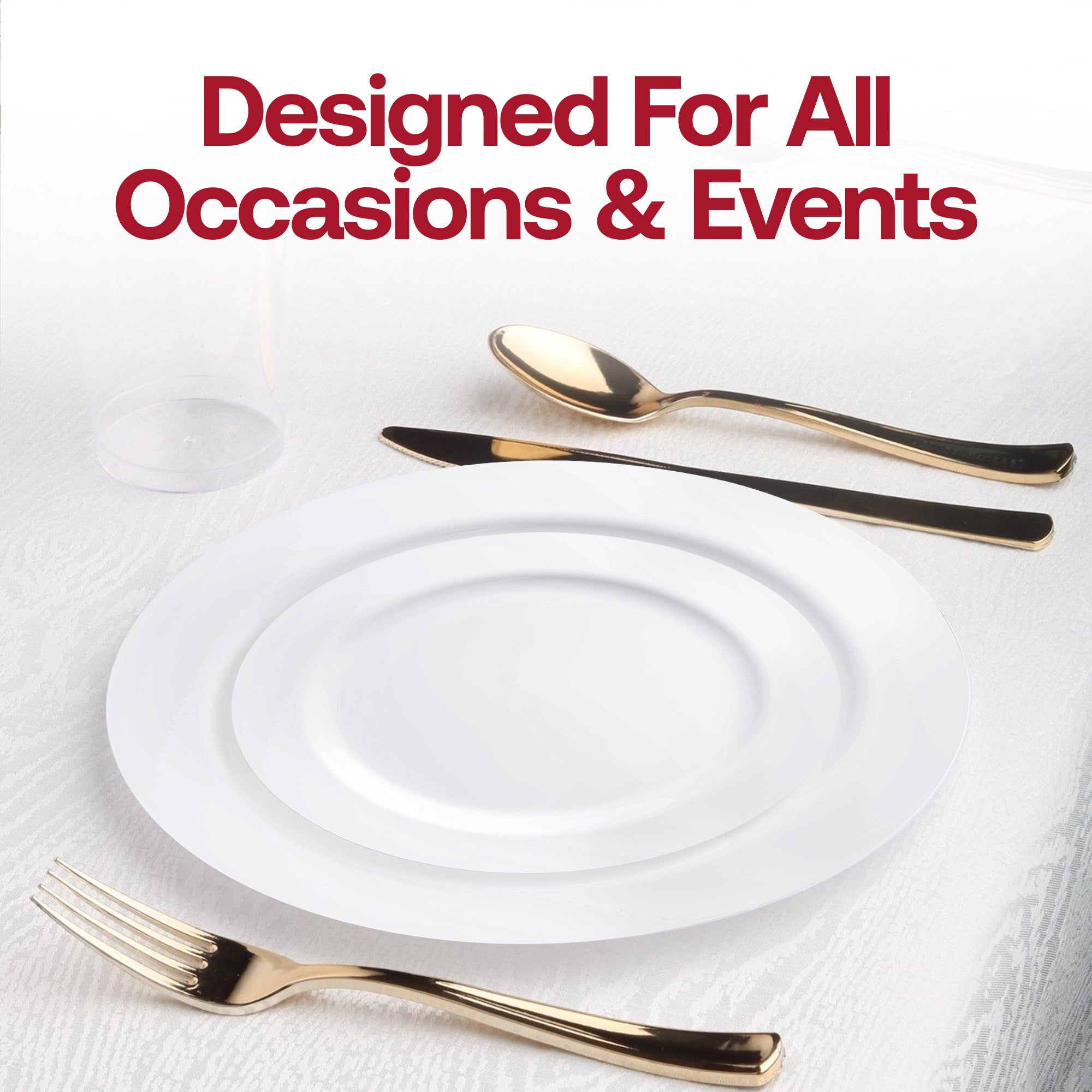 Solid White Economy Round Disposable Plastic Dinner Plates (10.25")