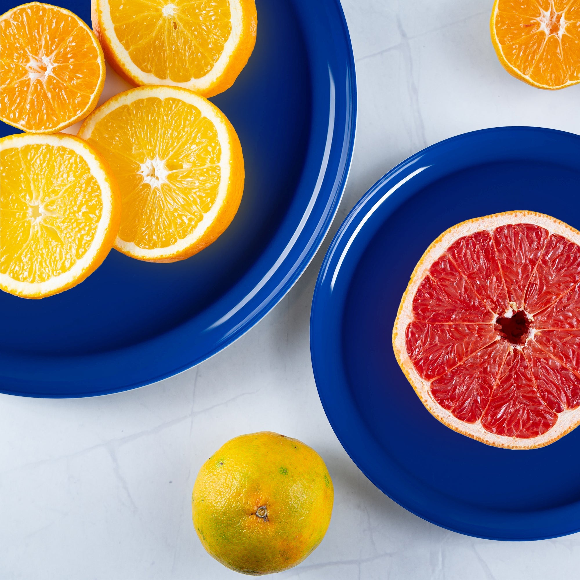Solid Blue Flat Round Disposable Plastic Dinner Plates (10")