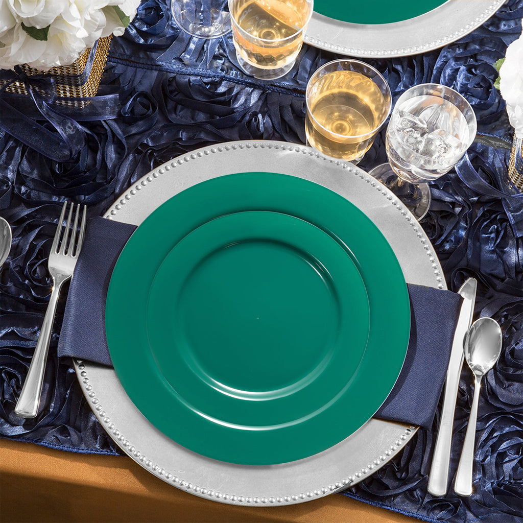 Solid Green Holiday Round Disposable Plastic Wedding Value Set