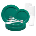 Solid Green Holiday Round Disposable Plastic Wedding Value Set