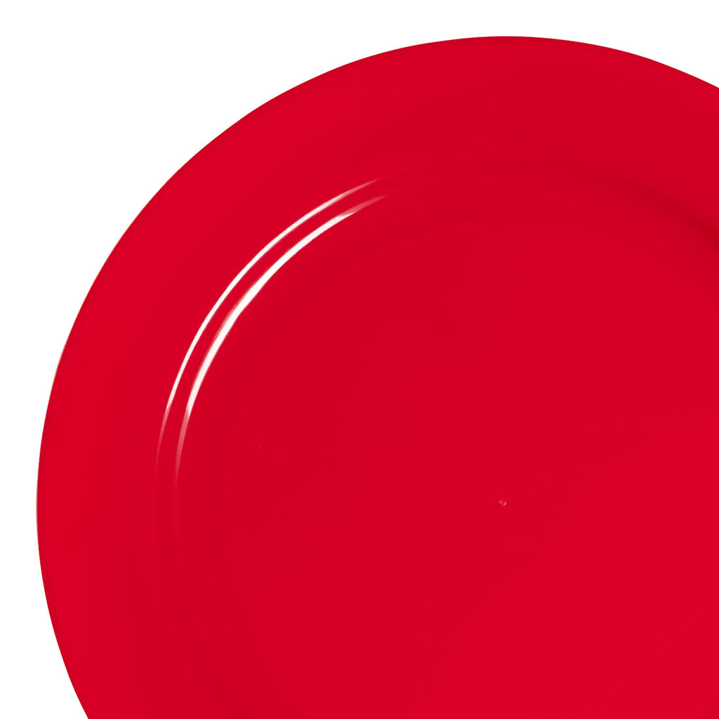Solid Red Holiday Round Disposable Plastic Appetizer/Salad Plates (7.5")