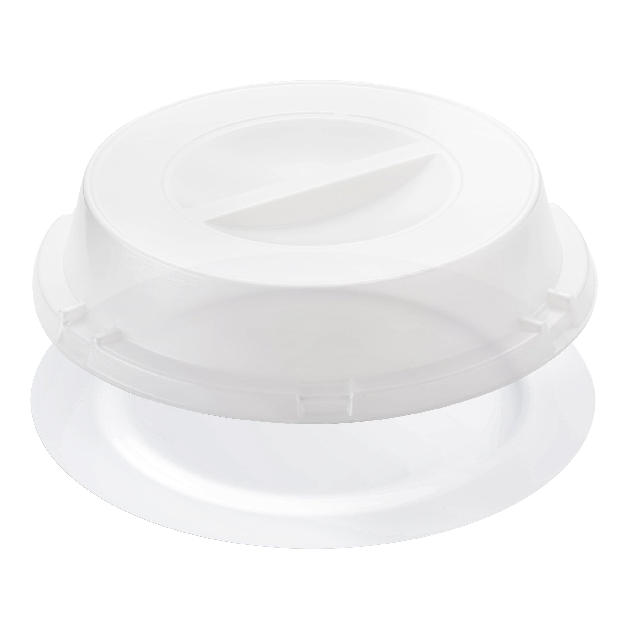 9" Solid White Disposable Plastic Buffet Plates with Clear Dome Lids