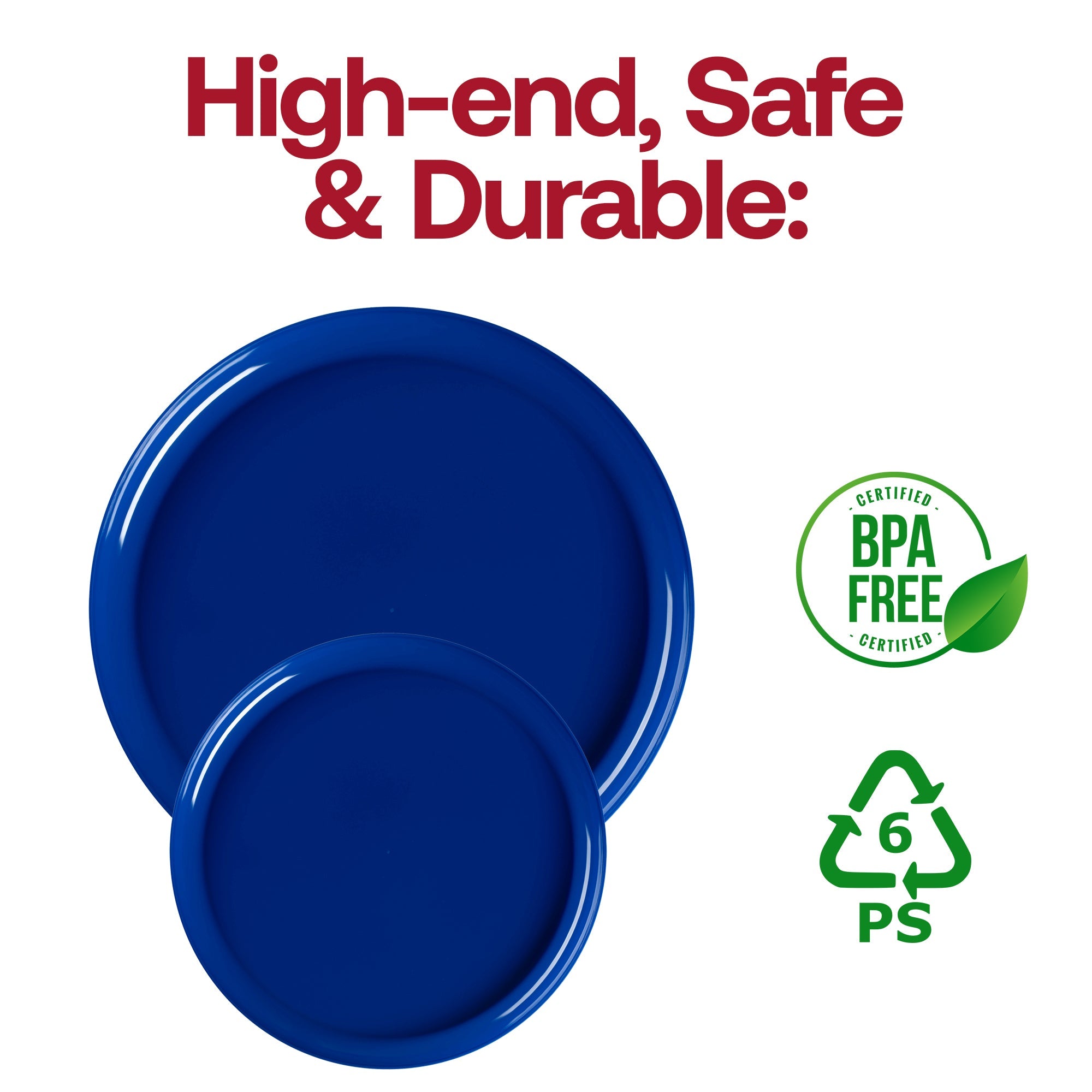 Solid Blue Flat Round Disposable Plastic Appetizer/Salad Plates (8.5")