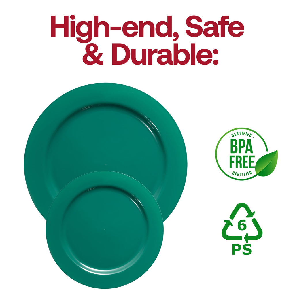 Solid Green Holiday Round Disposable Plastic Appetizer/Salad Plates (7.5")