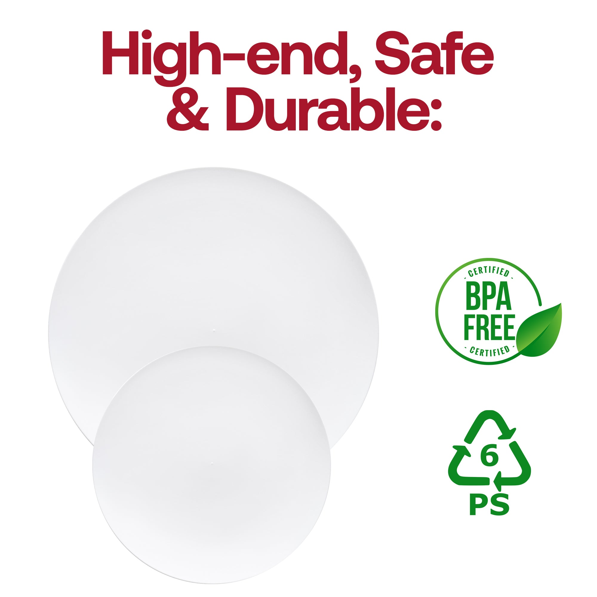 Solid White Organic Round Disposable Plastic Appetizer/Salad Plates (7.5")