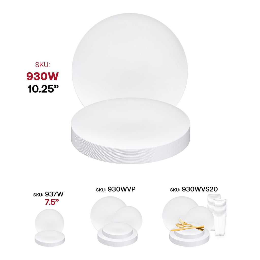 Solid White Organic Round Disposable Plastic Dinner Plates (10.25")