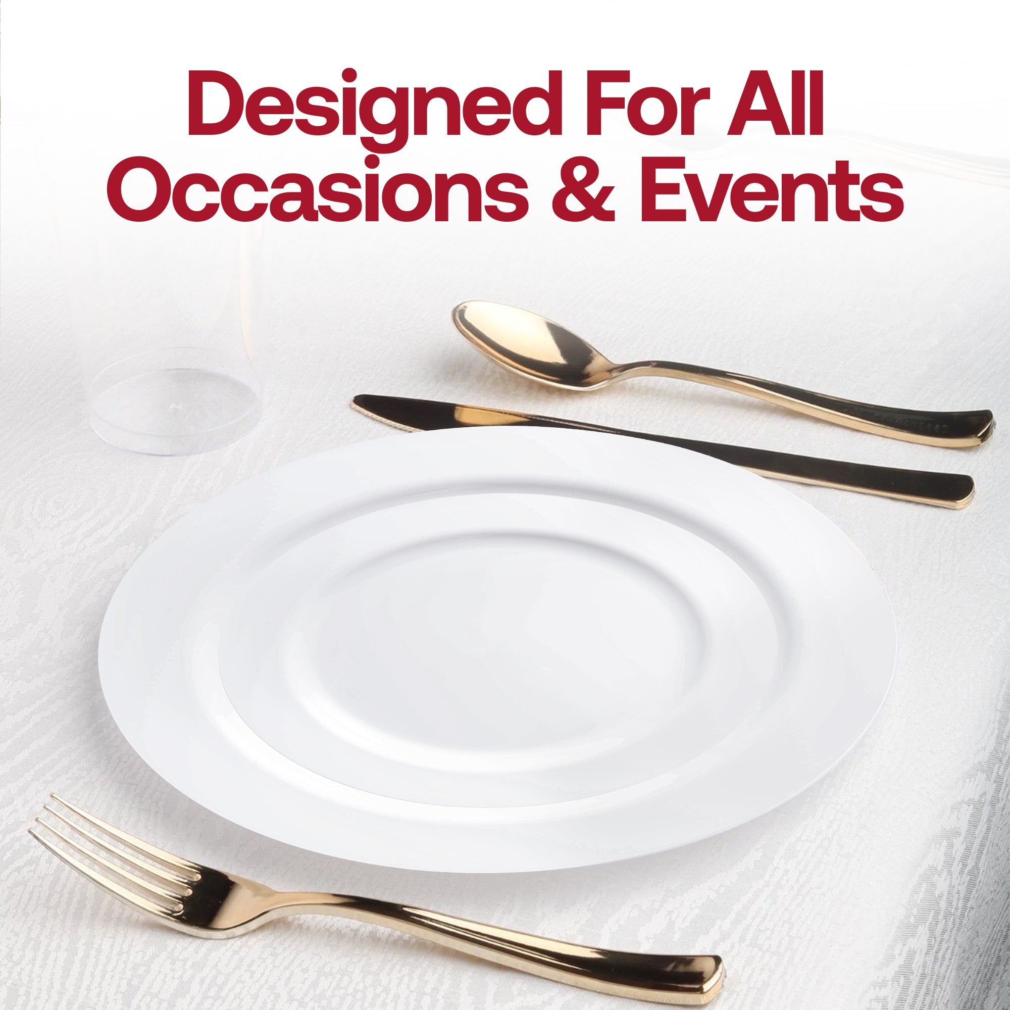 Solid White Economy Round Disposable Plastic Dinnerware Value Set