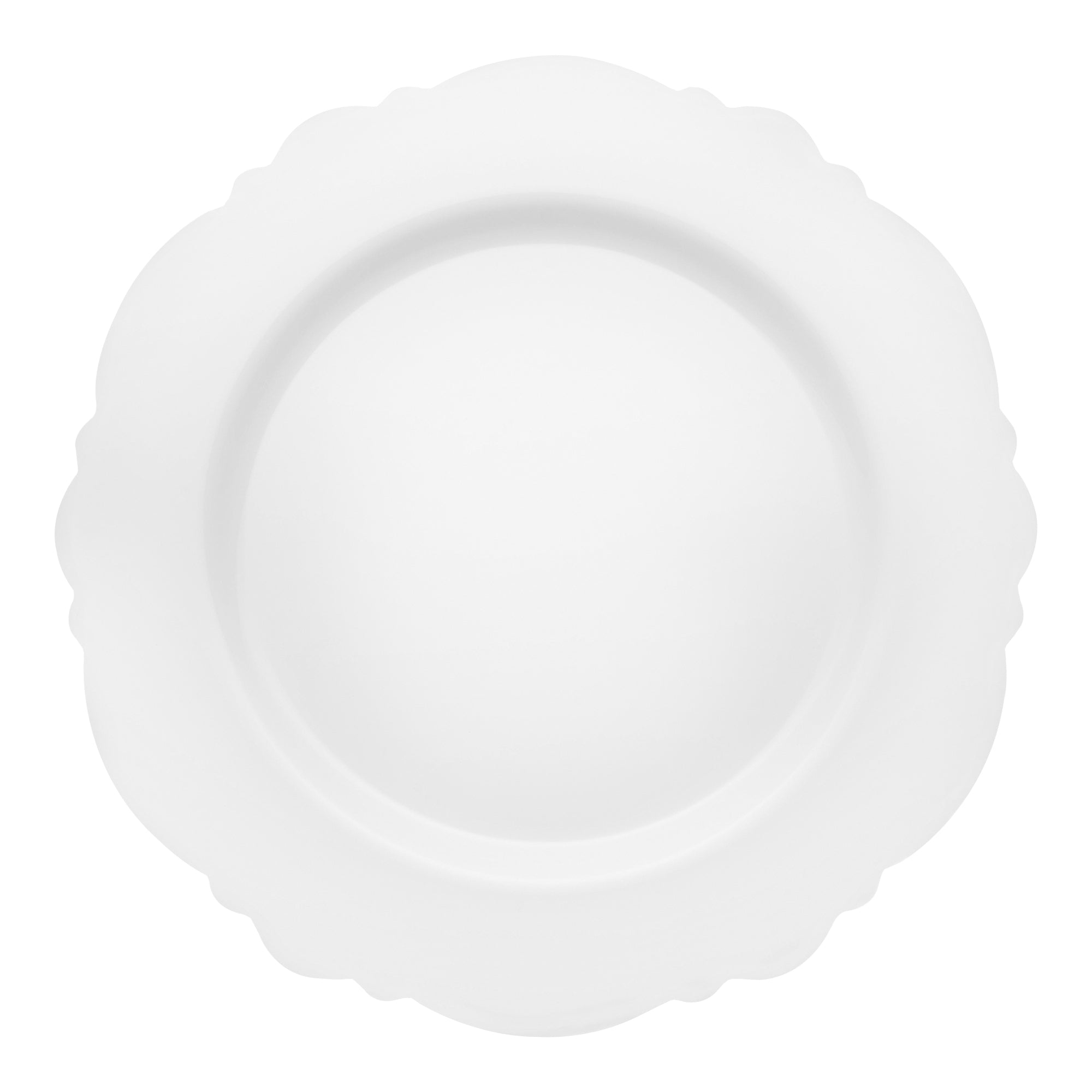 Solid White Round Blossom Disposable Plastic Dinner Plates (10.25")