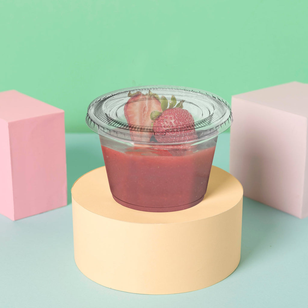 2.5 oz Clear Plastic Disposable Souffle Cups with Lids