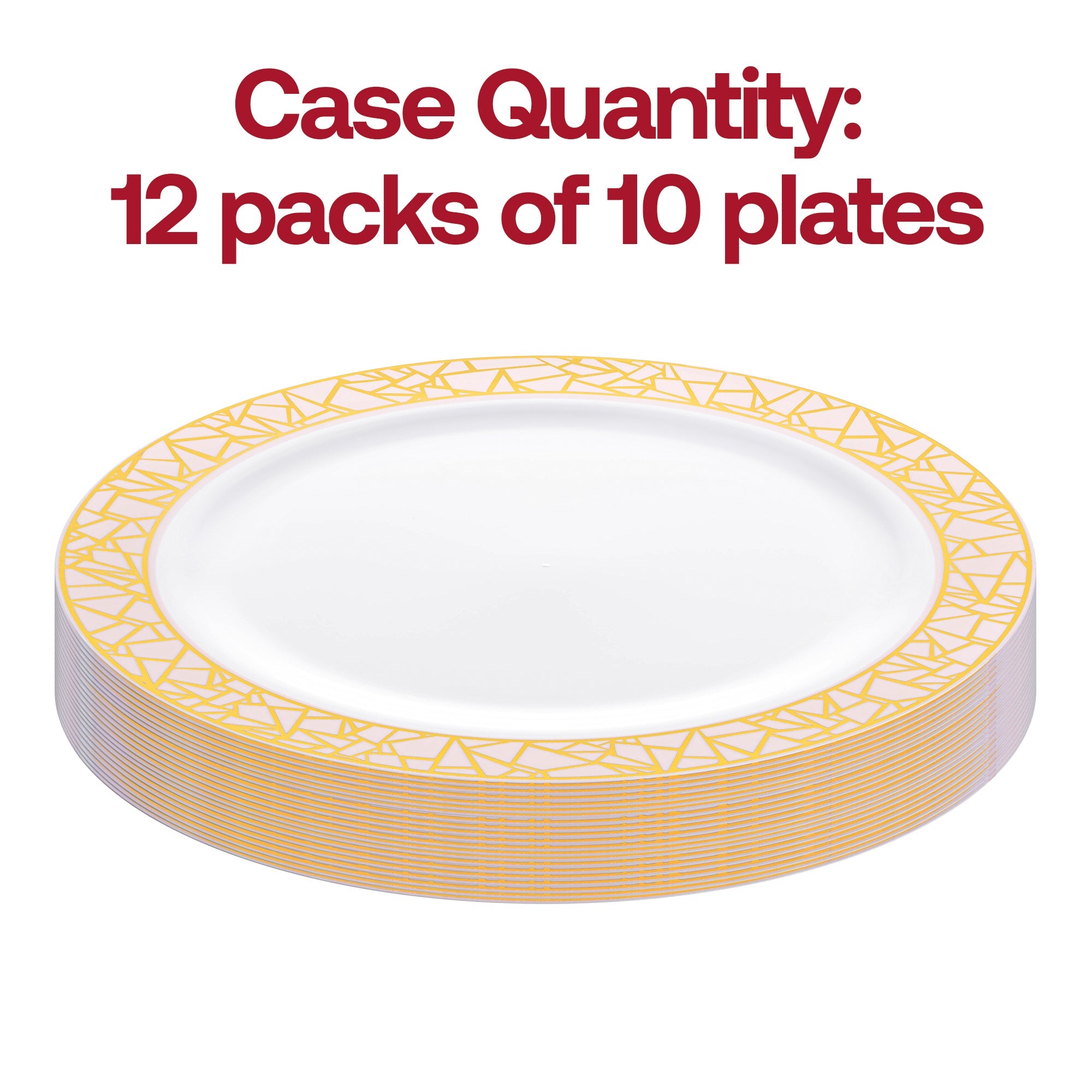 White with Pink and Gold Mosaic Rim Round Plastic Appetizer/Salad Plates (7.5")