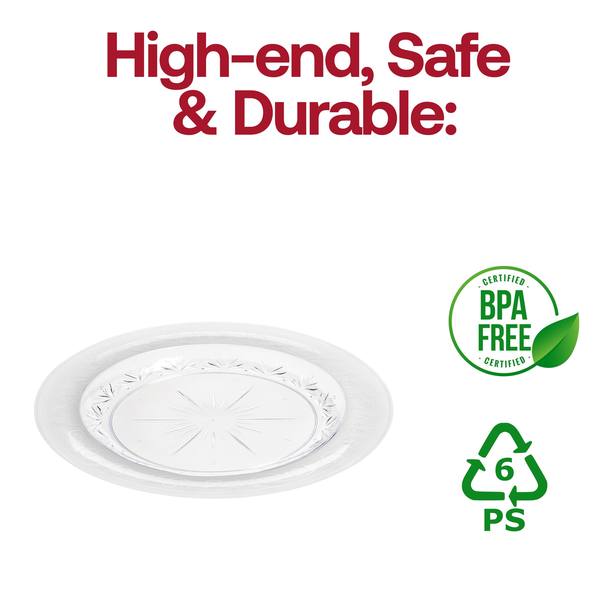 Clear Floral Round Disposable Plastic Dinnerware Value Set