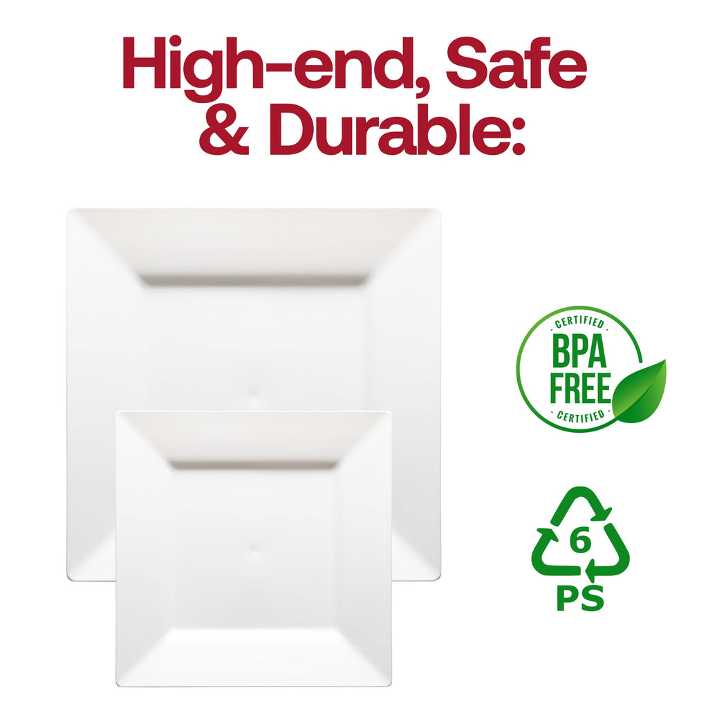 White Square Plastic Pastry Plates (4.5")