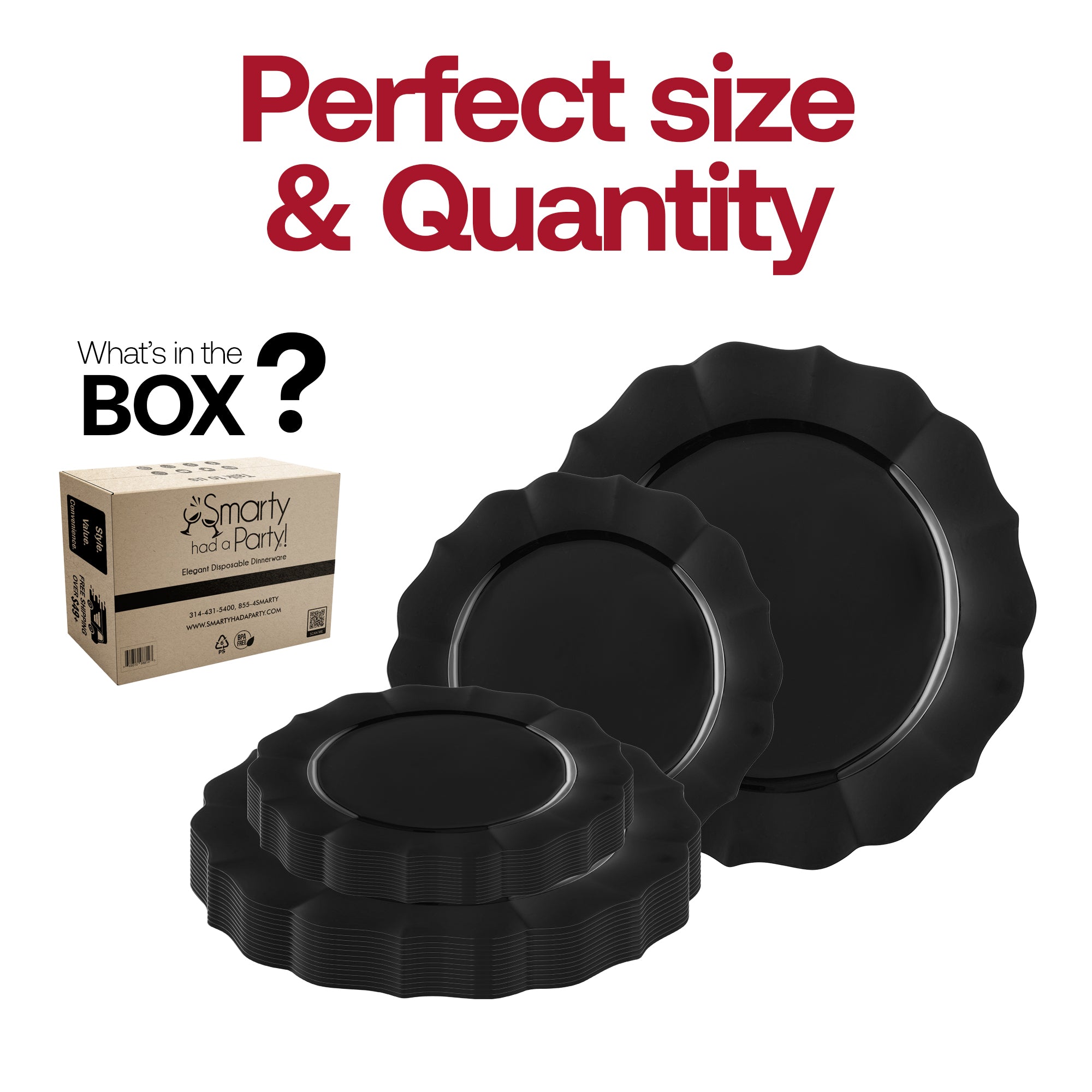 Black Round Lotus Plastic Dinnerware Value Set