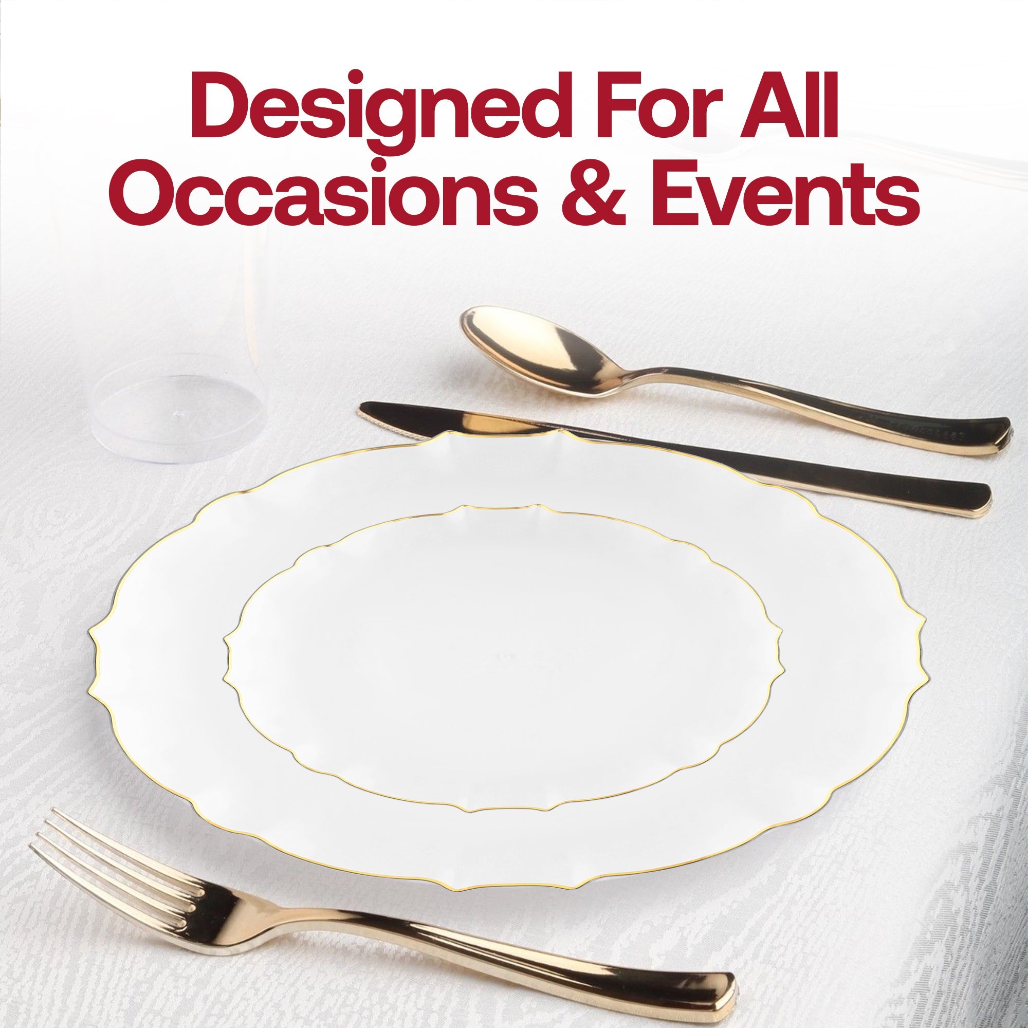 Clear with Gold Rim Round Lotus Plastic Appetizer/Salad Plates (7.5")