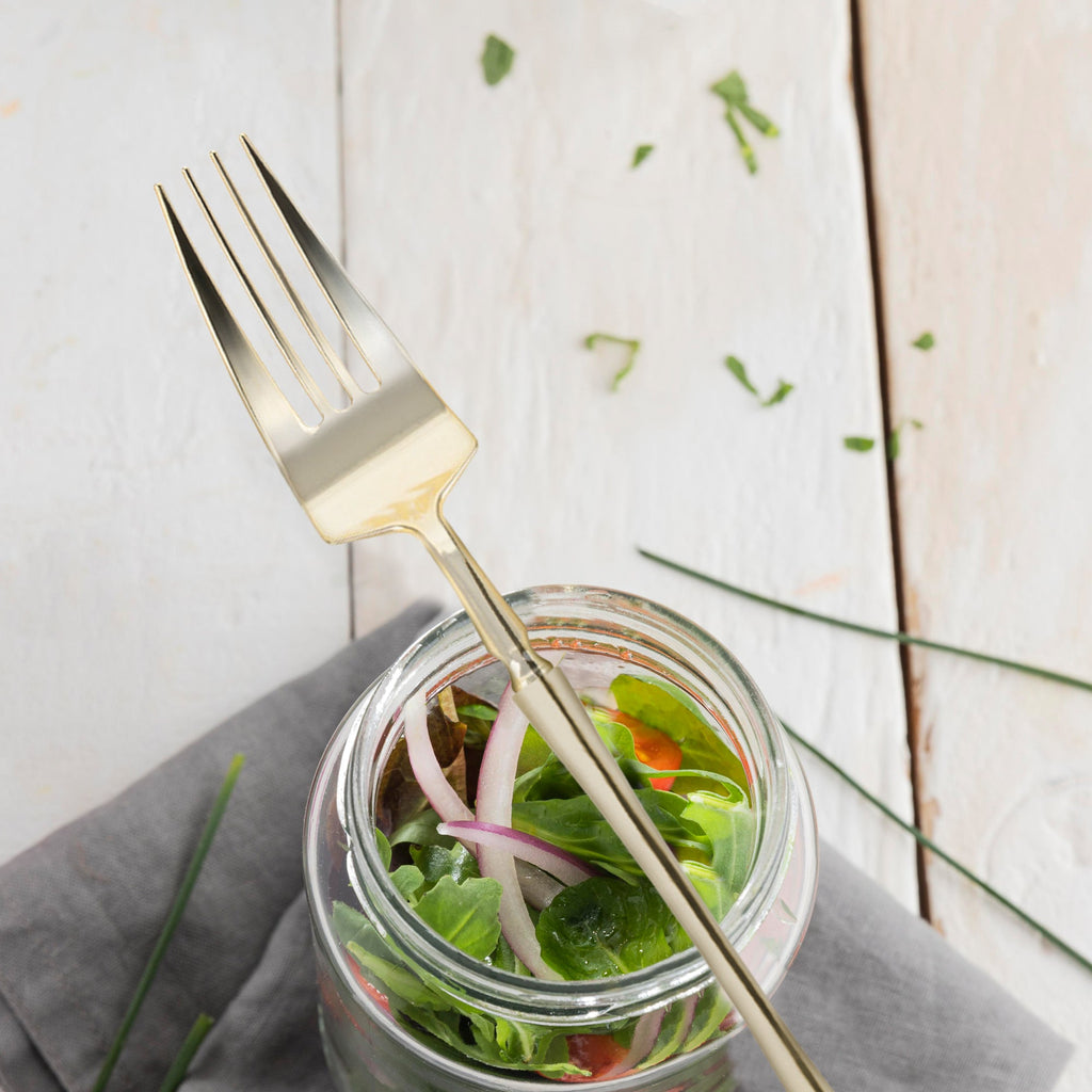 Shiny Gold Moderno Disposable Plastic Dessert Forks