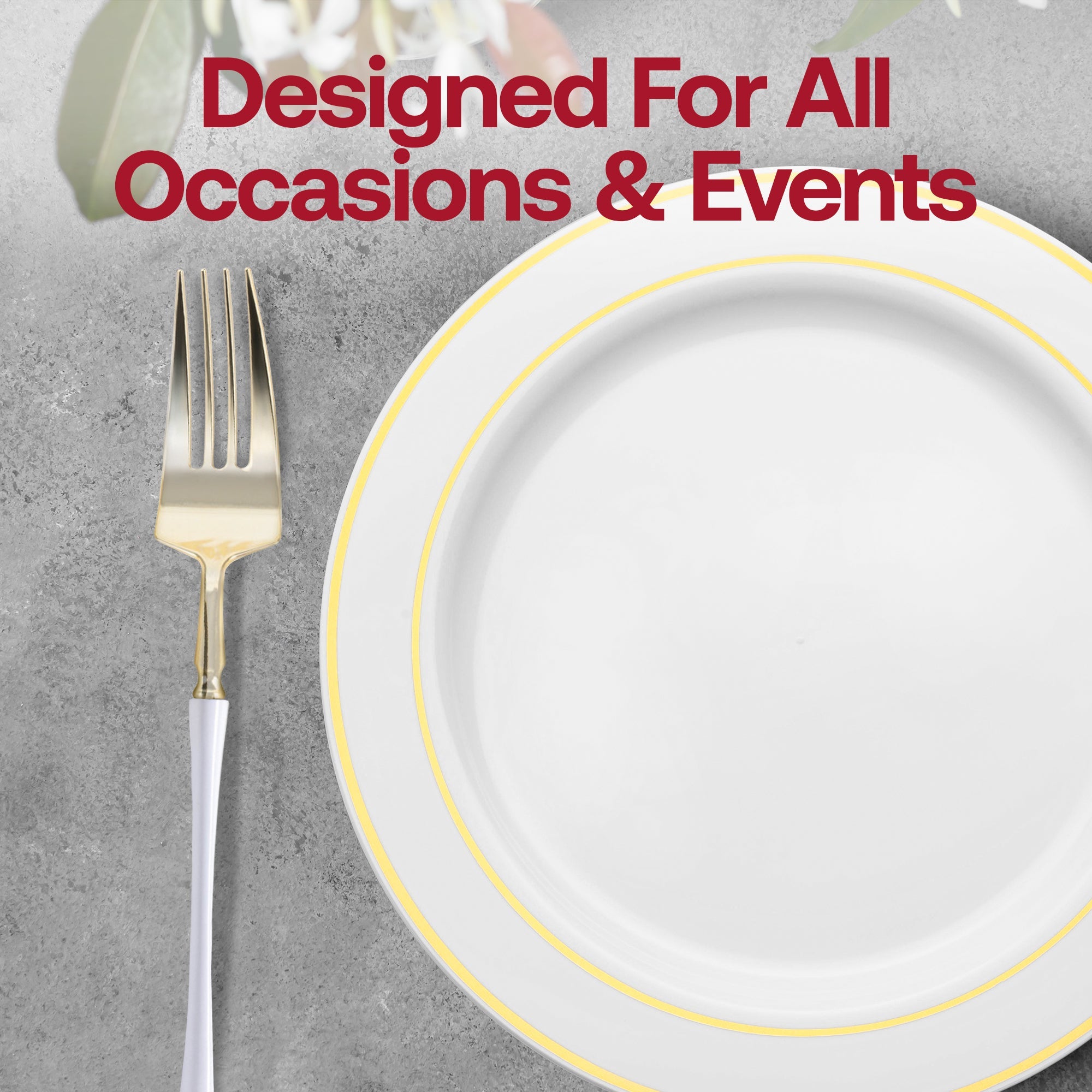 Gold with White Handle Moderno Disposable Plastic Dinner Forks