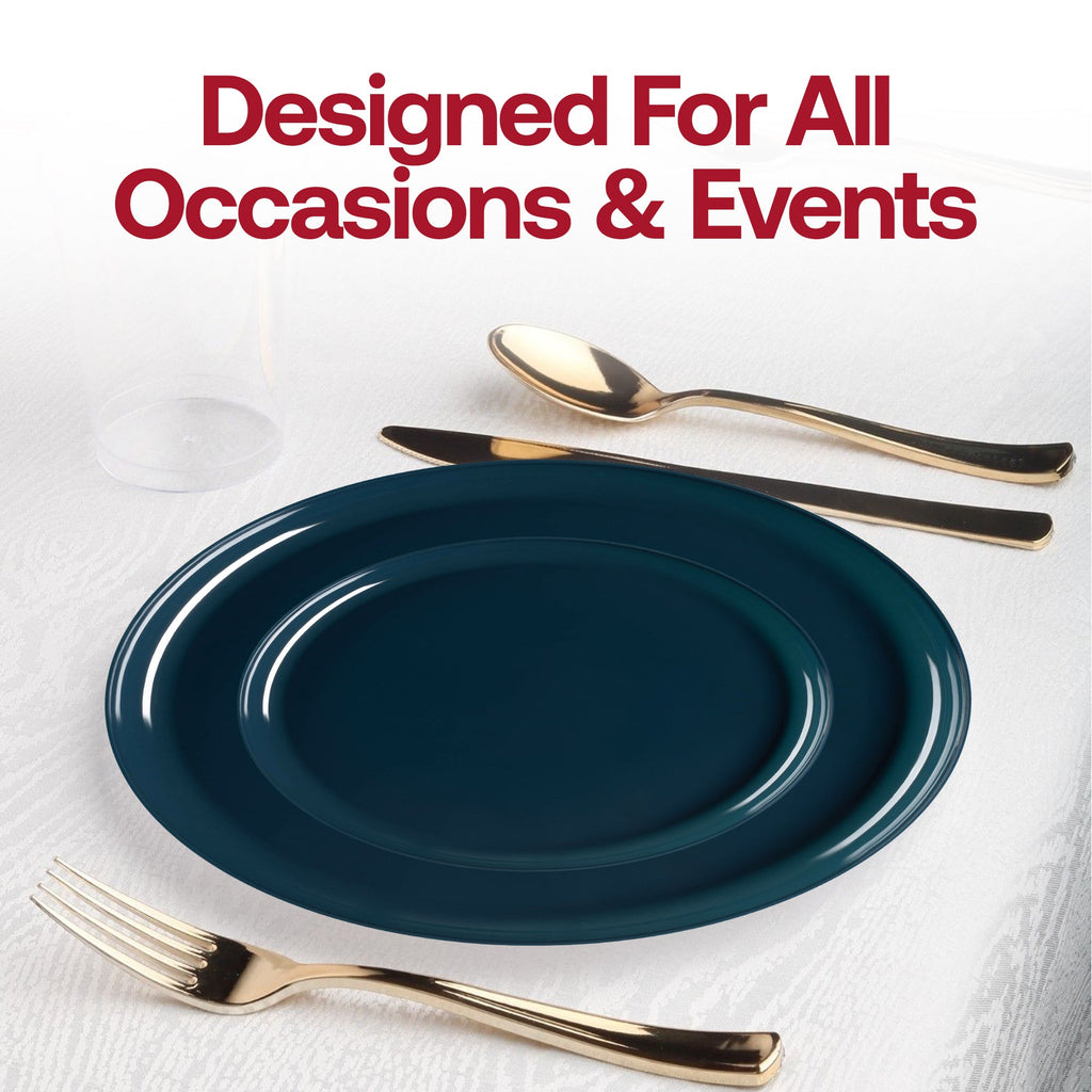 Navy Flat Round Disposable Plastic Appetizer/Salad Plates (8.5")