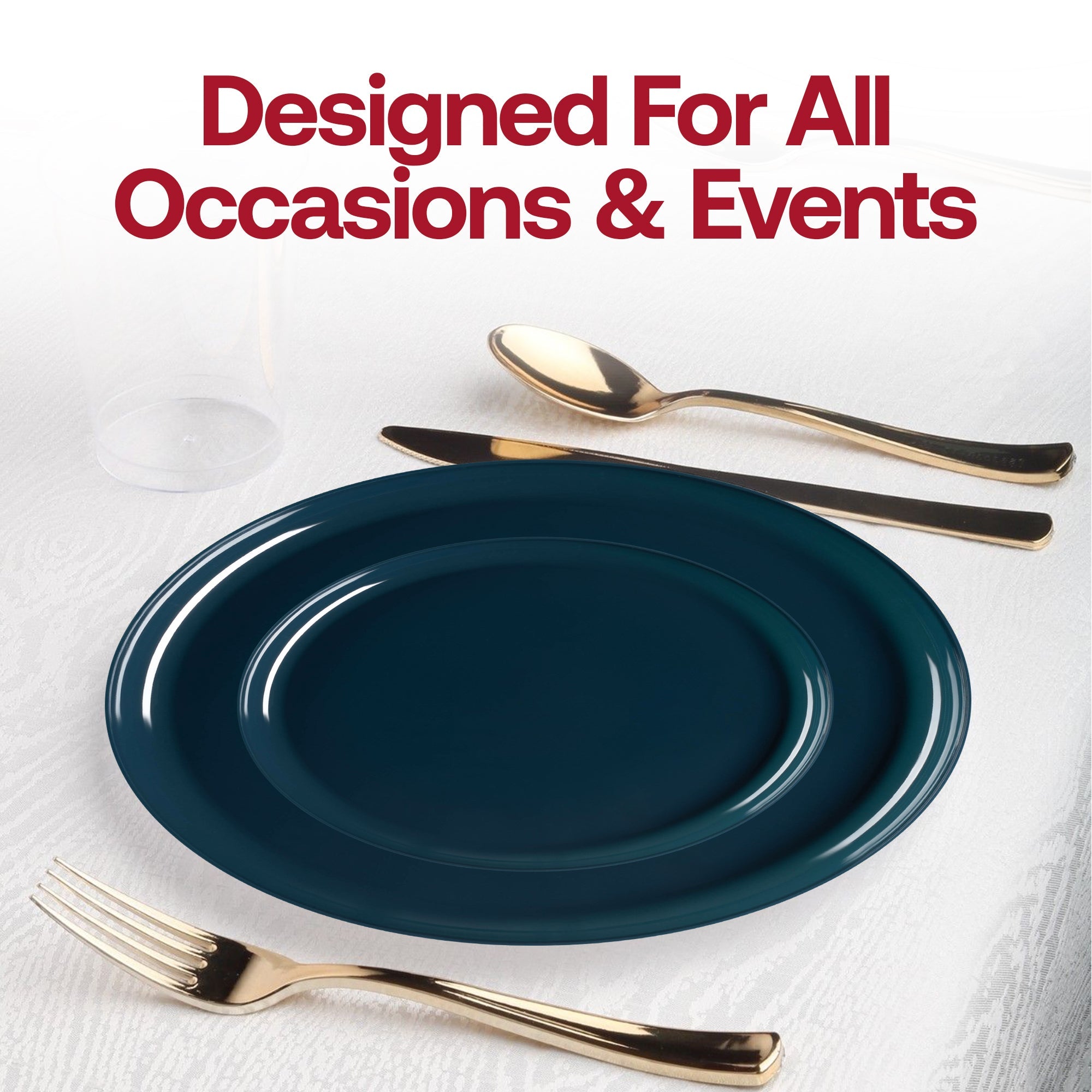 Navy Flat Round Disposable Plastic Appetizer/Salad Plates (8.5")