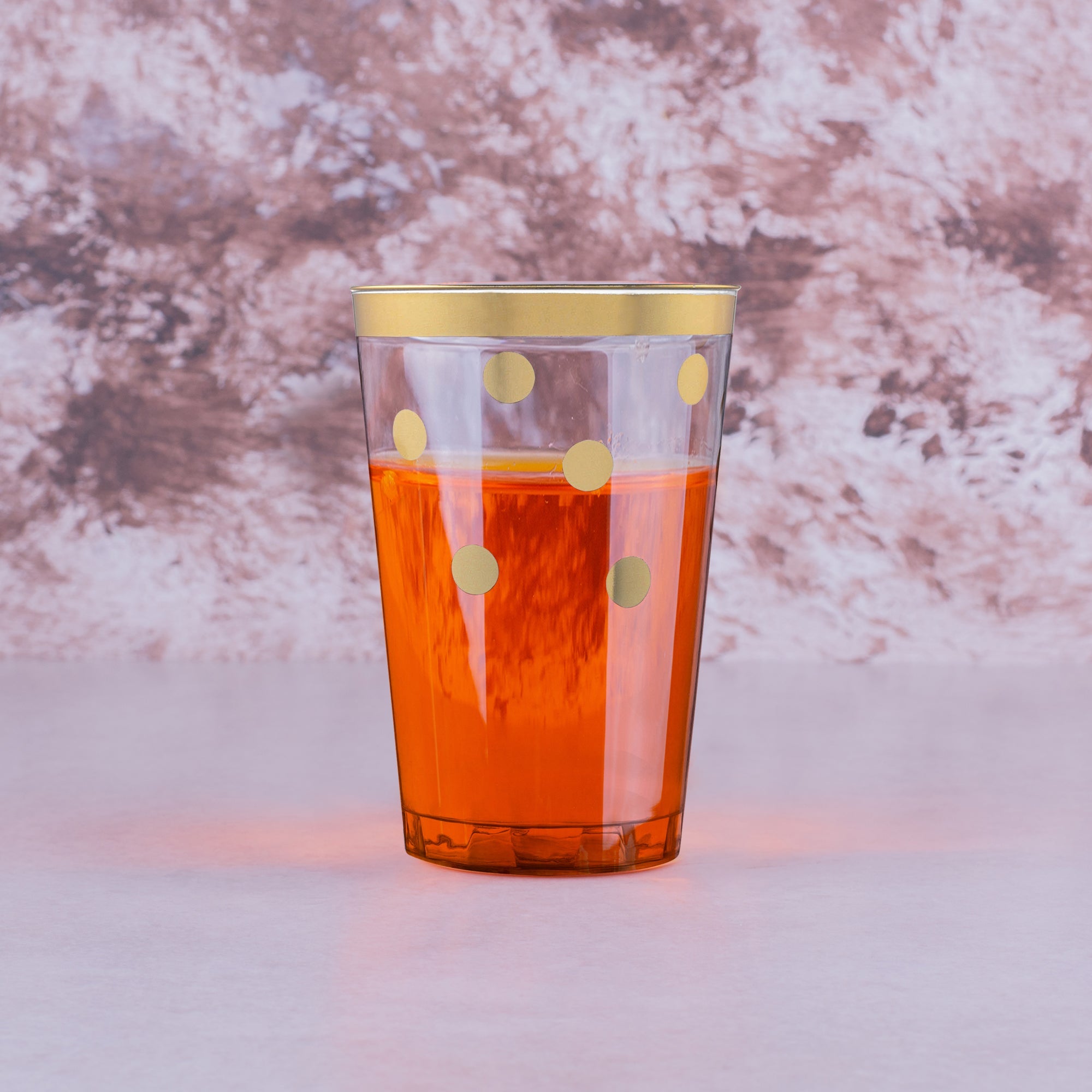 Clear with Gold Dots Round Disposable Plastic Tumblers (12 oz. )