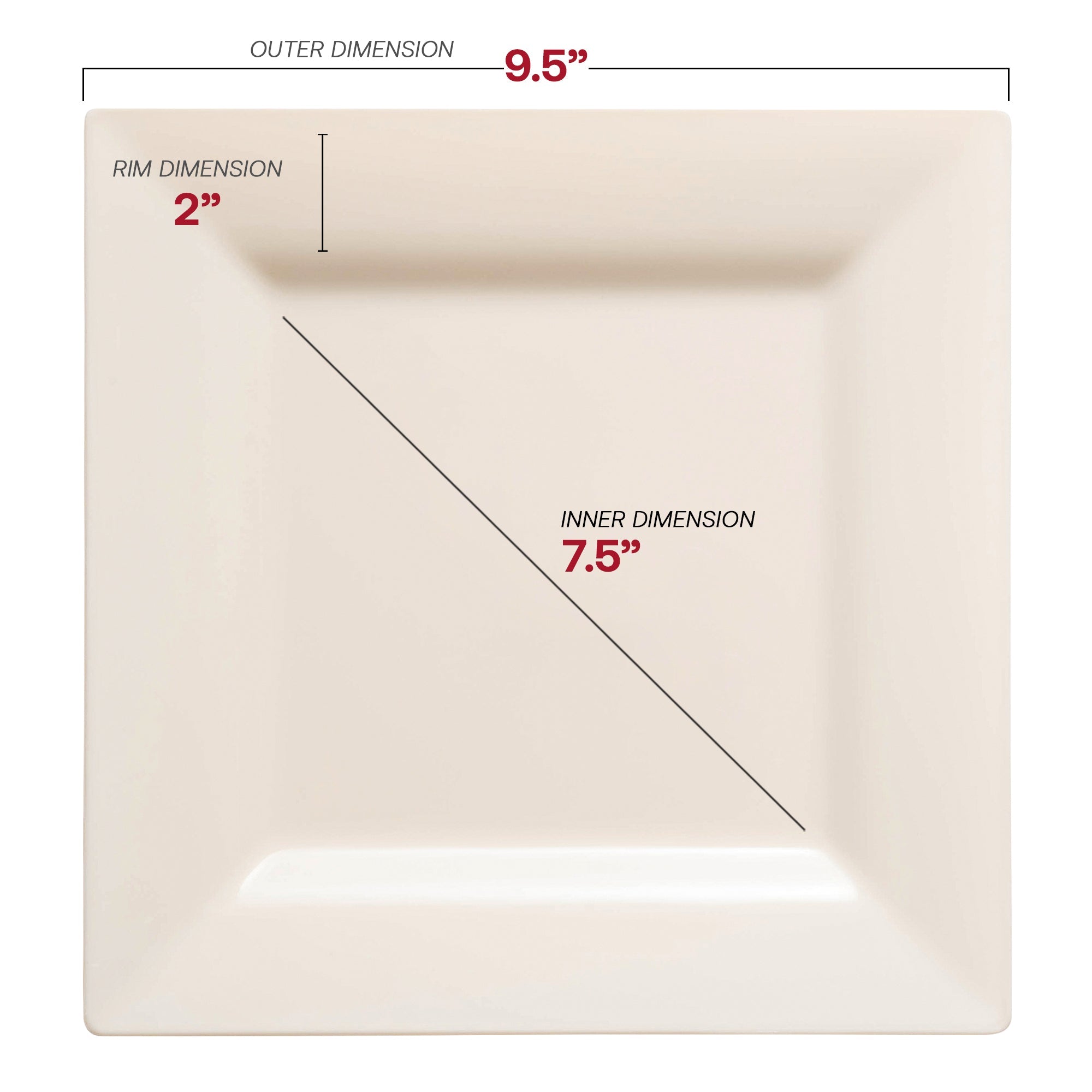 Ivory Square Plastic Plates Dinnerware Value Set