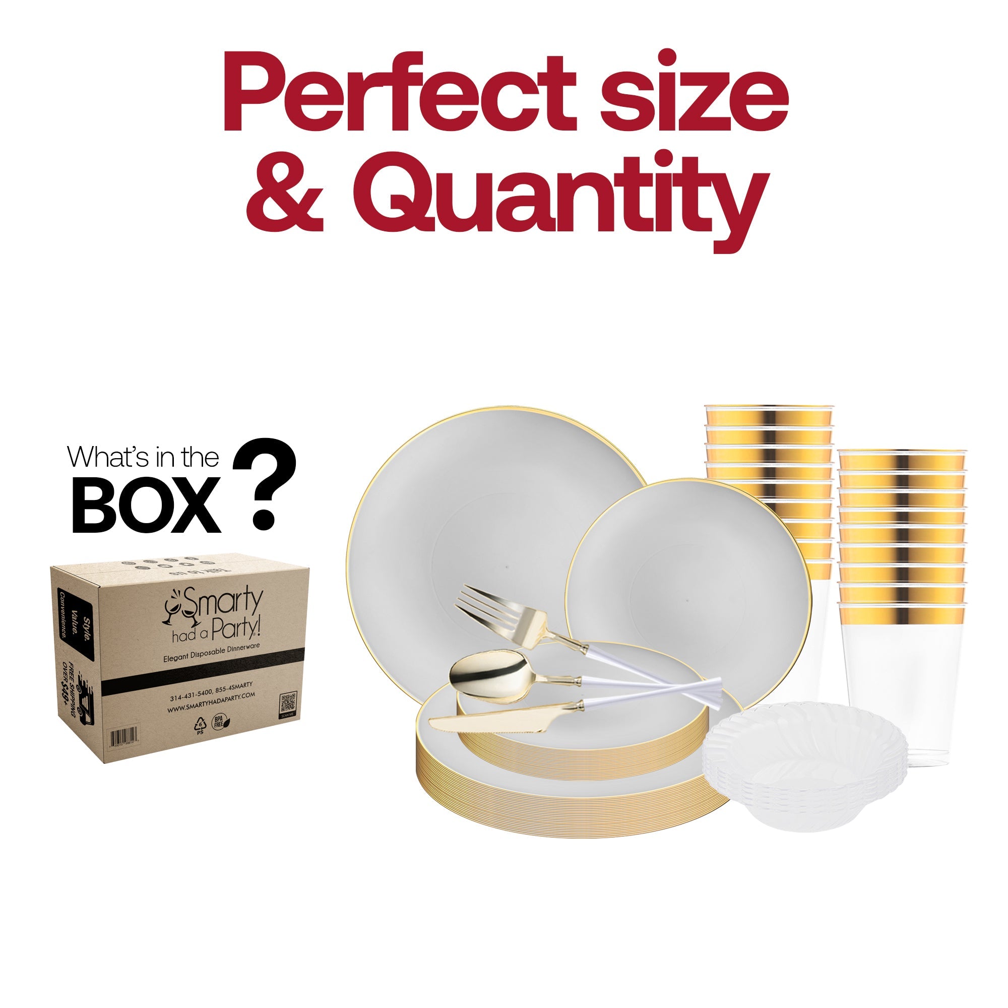 Gray with Gold Organic Disposable Plastic Tableware Set
