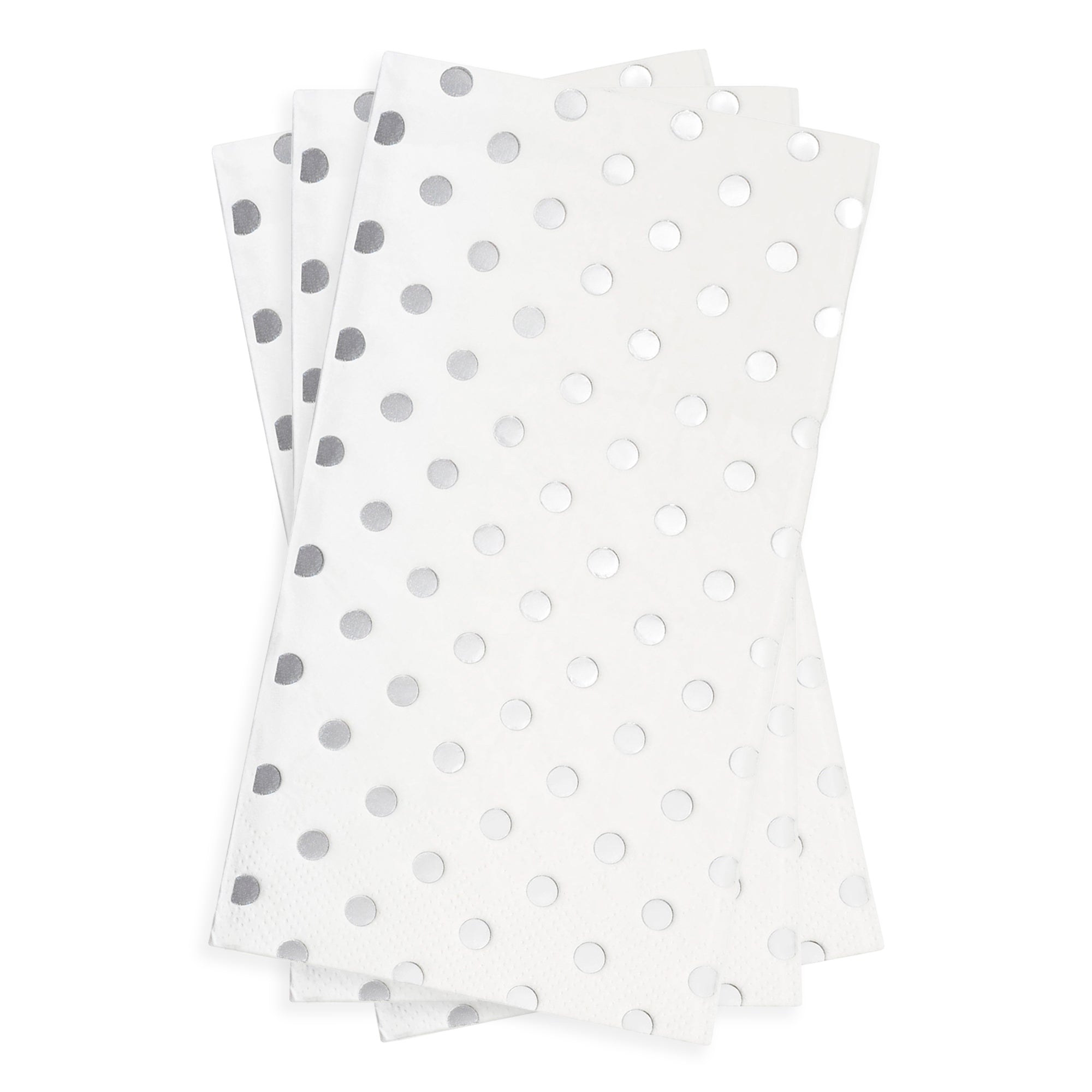 White with Silver Dots Paper Dinner Napkins