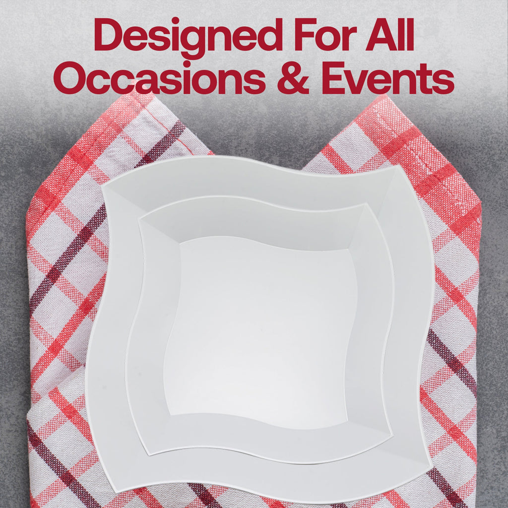 White Wave Plastic Dinner Plates (10")