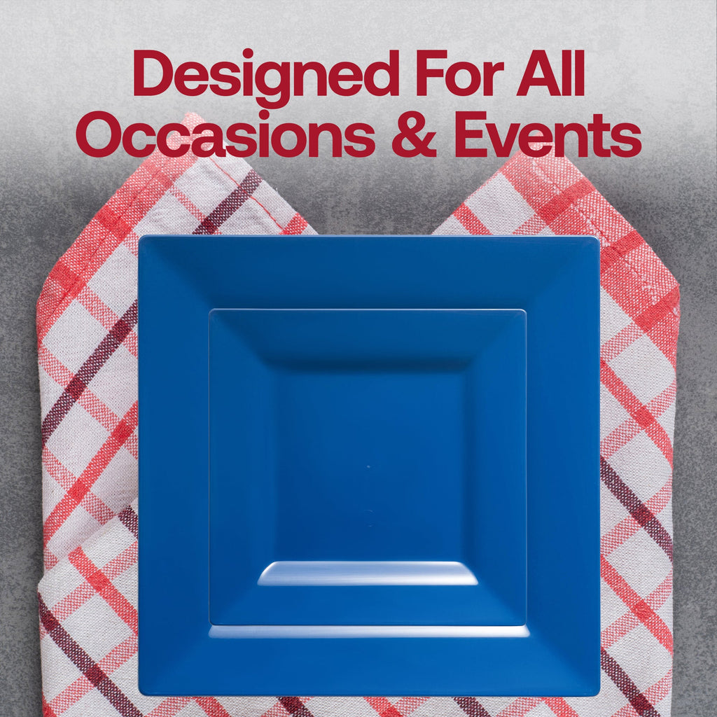 Midnight Blue Square Plastic Dinnerware Value Set