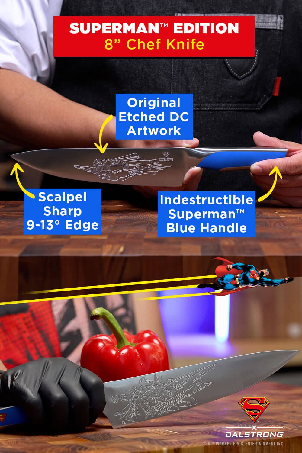 2 Piece Set | SUPERMAN™ Edition | 8" Chef's Knife & 3.75" Paring Knife | Dalstrong ©
