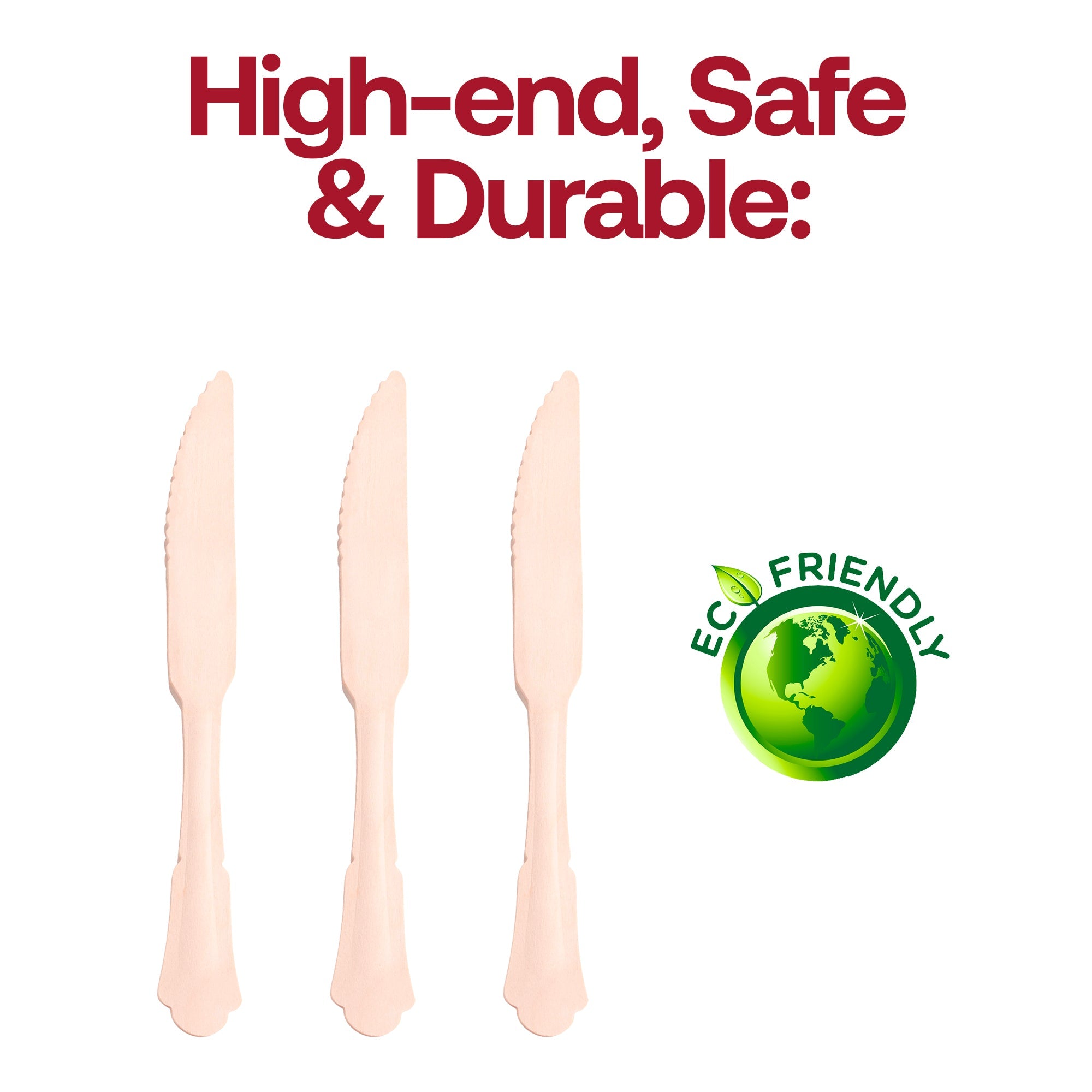 Silhouette Birch Wood Eco Friendly Disposable Dinner Knives