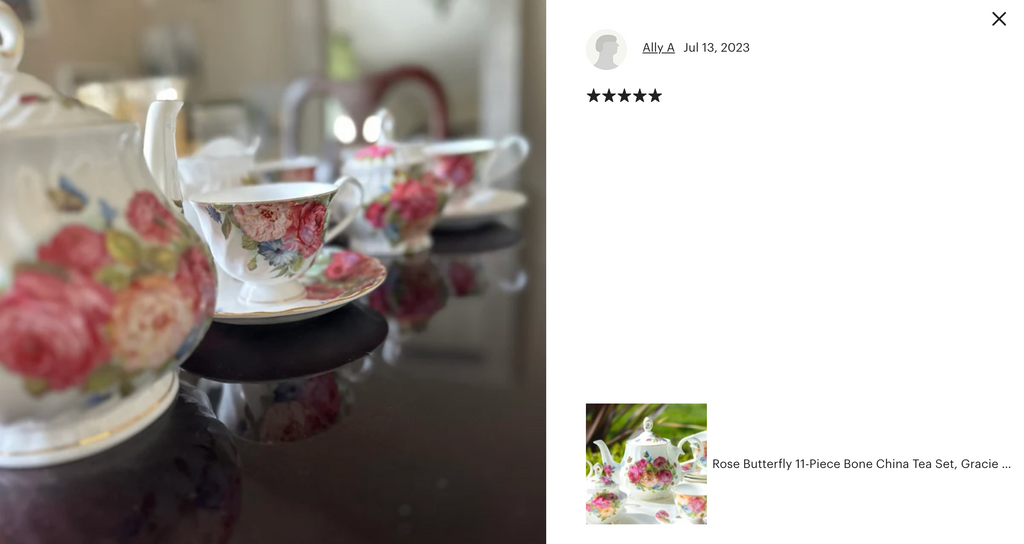 Sandra's Rose with Butterflies Bone China 11-Piece Tea Set