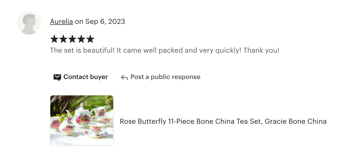 Sandra's Rose with Butterflies Bone China 11-Piece Tea Set