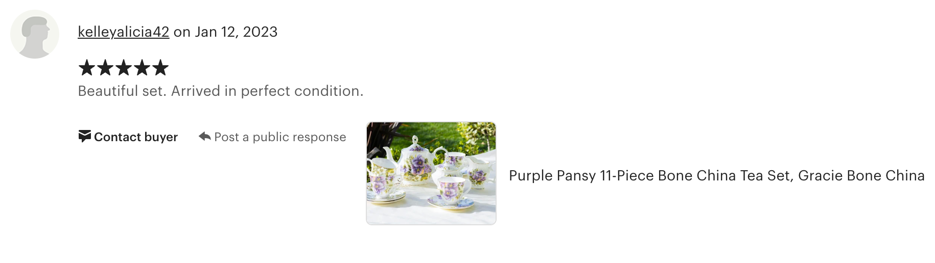 Purple Pansy Bone China 11-Piece Tea Set