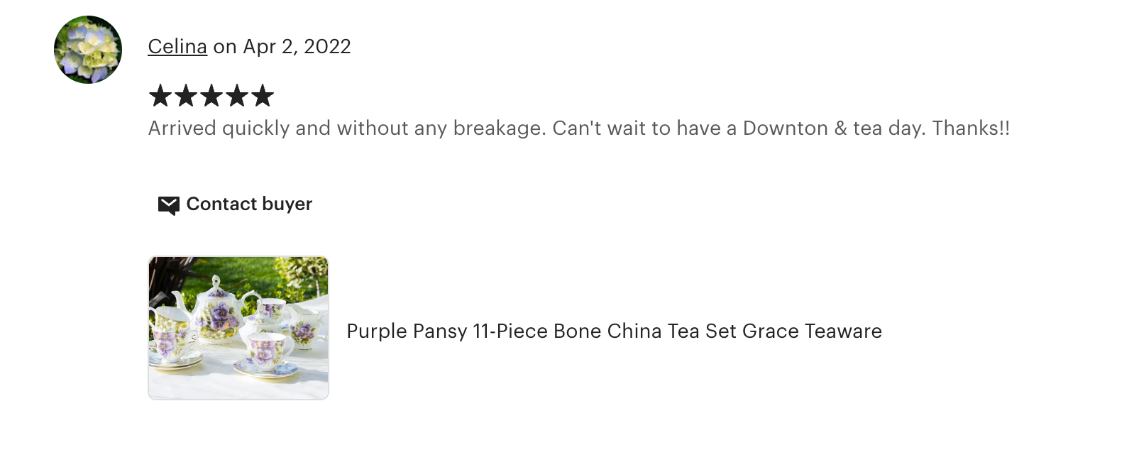 Purple Pansy Bone China 11-Piece Tea Set