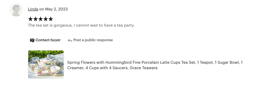 Spring Flowers with Hummingbird Fine Porcelain Latte Cups Tea Set