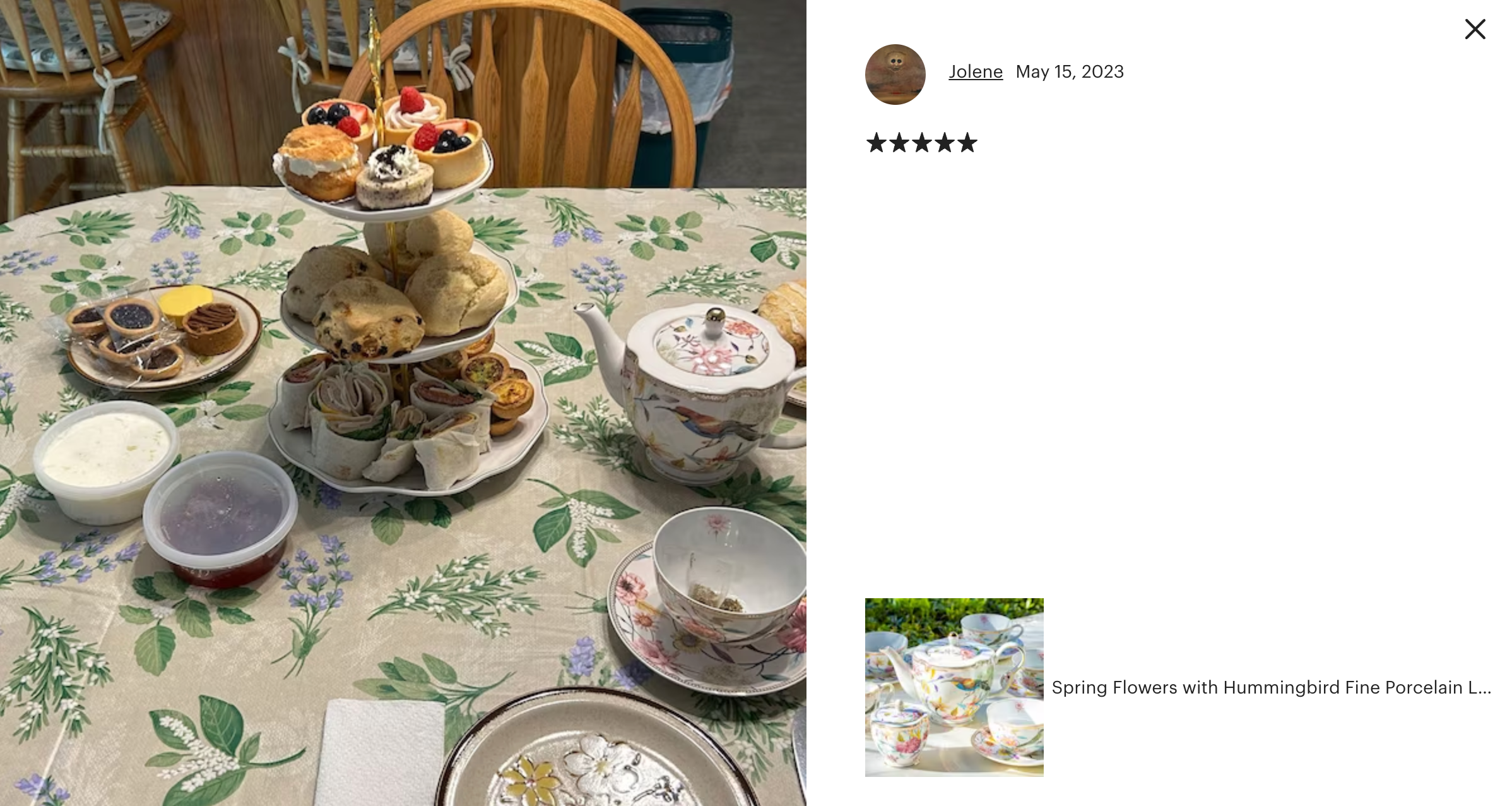 Spring Flowers with Hummingbird Fine Porcelain Latte Cups Tea Set