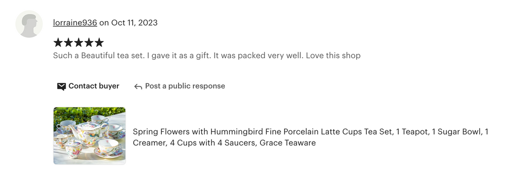 Spring Flowers with Hummingbird Fine Porcelain Latte Cups Tea Set