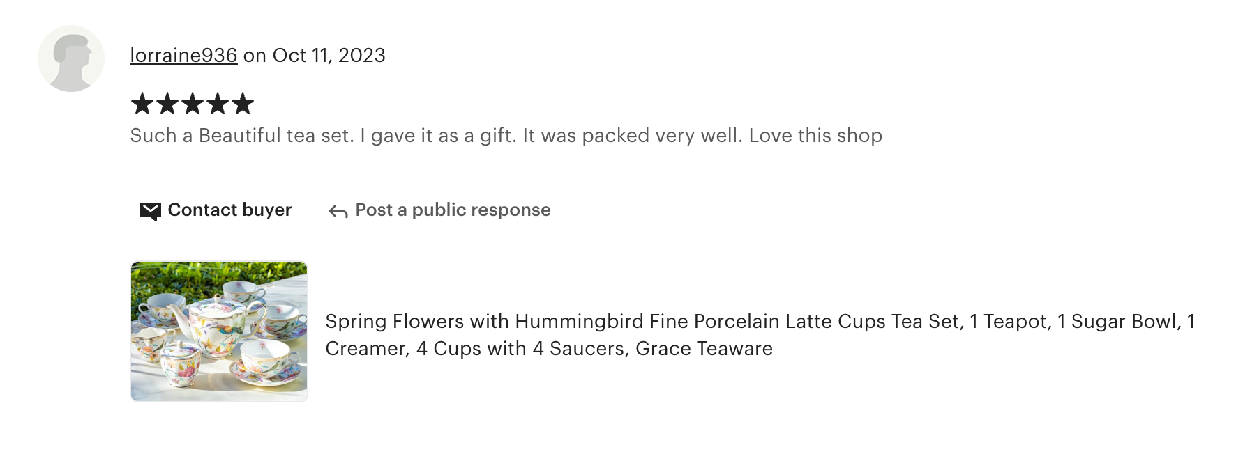 Spring Flowers with Hummingbird Fine Porcelain Latte Cups Tea Set