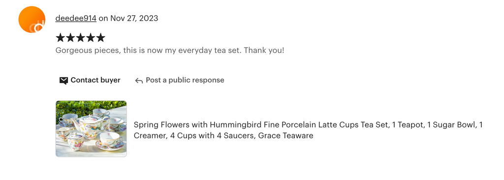 Spring Flowers with Hummingbird Fine Porcelain Latte Cups Tea Set