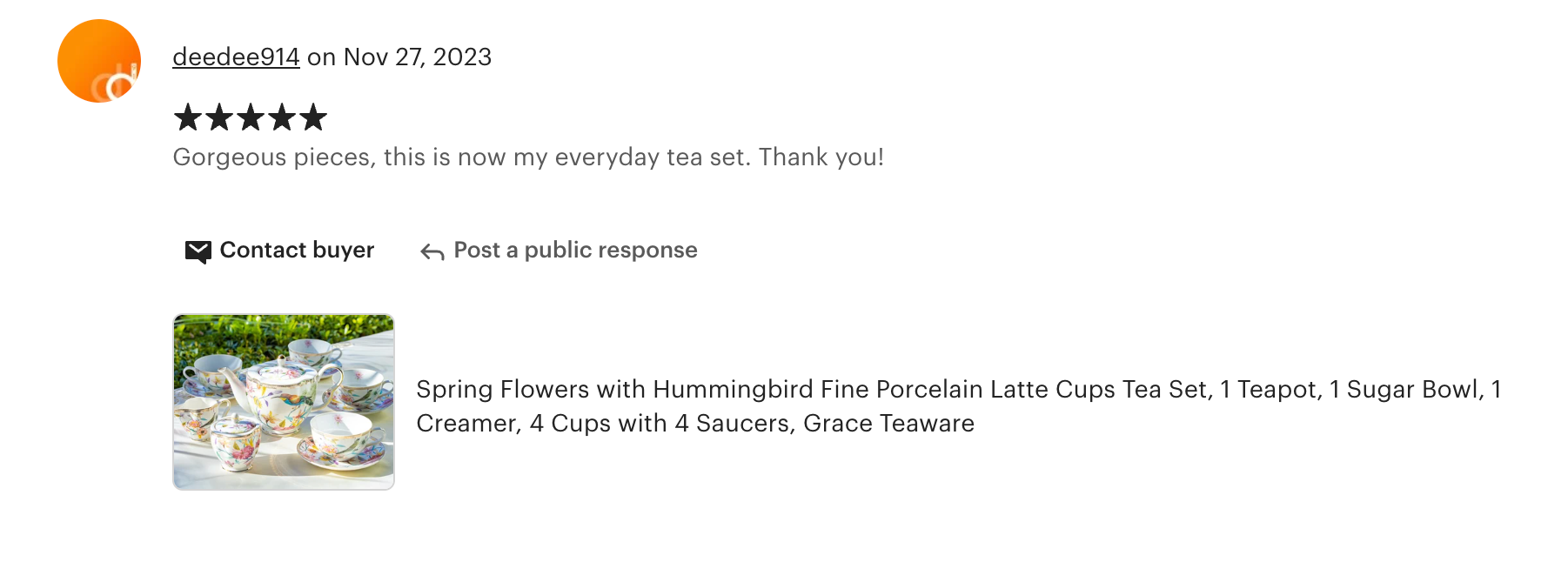 Spring Flowers with Hummingbird Fine Porcelain Latte Cups Tea Set