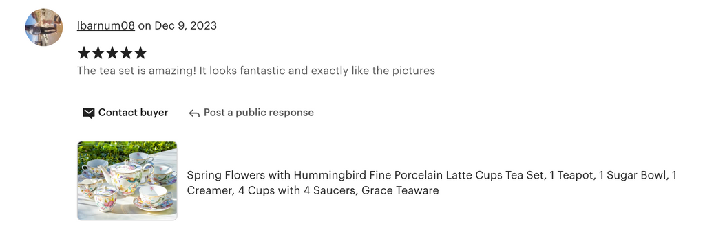 Spring Flowers with Hummingbird Fine Porcelain Latte Cups Tea Set