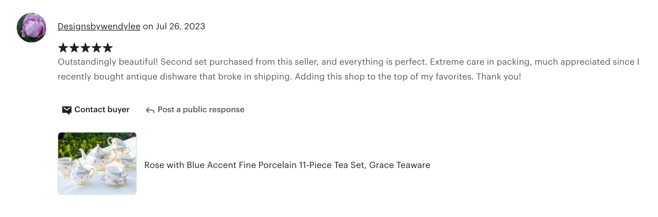 Rose with Blue Accent Fine Porcelain 11-Piece Tea Set