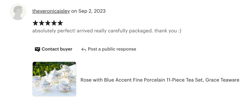 Rose with Blue Accent Fine Porcelain 11-Piece Tea Set