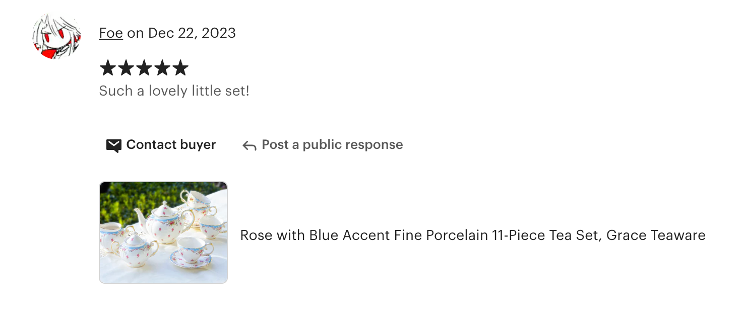 Rose with Blue Accent Fine Porcelain 11-Piece Tea Set